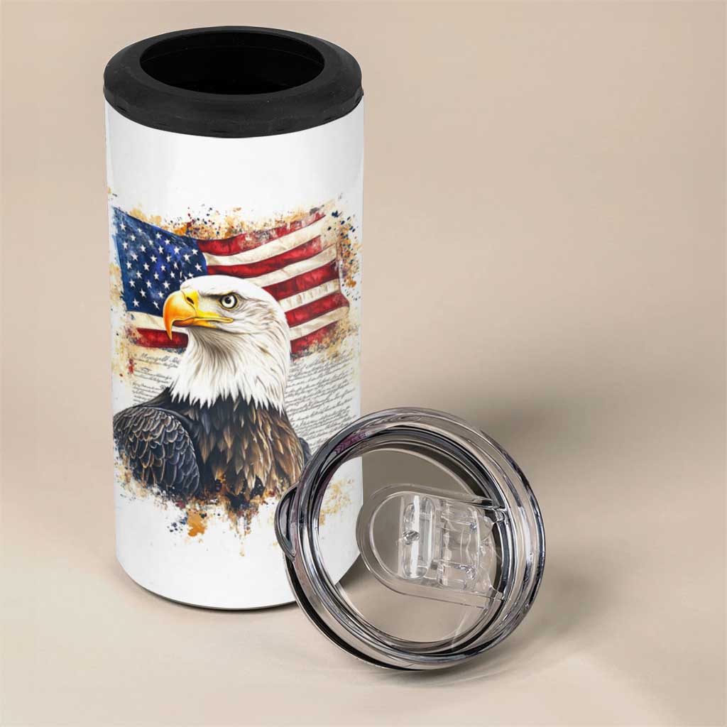 American Patriot 4 in 1 Can Cooler Tumbler Land Of The Free Because Of The Brave