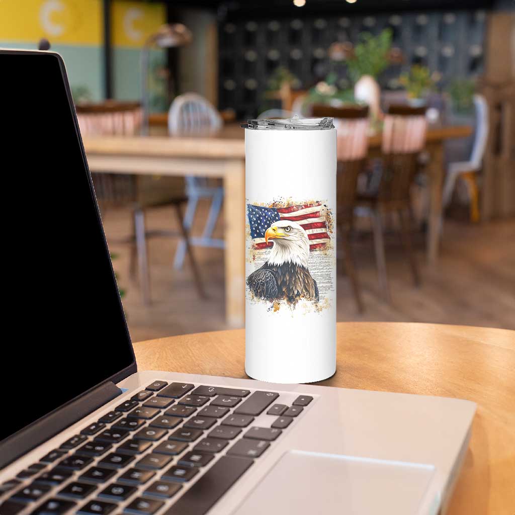 American Patriot Skinny Tumbler Land Of The Free Because Of The Brave