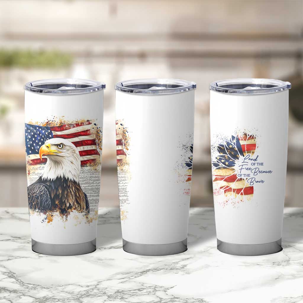 American Patriot Tumbler Cup Land Of The Free Because Of The Brave