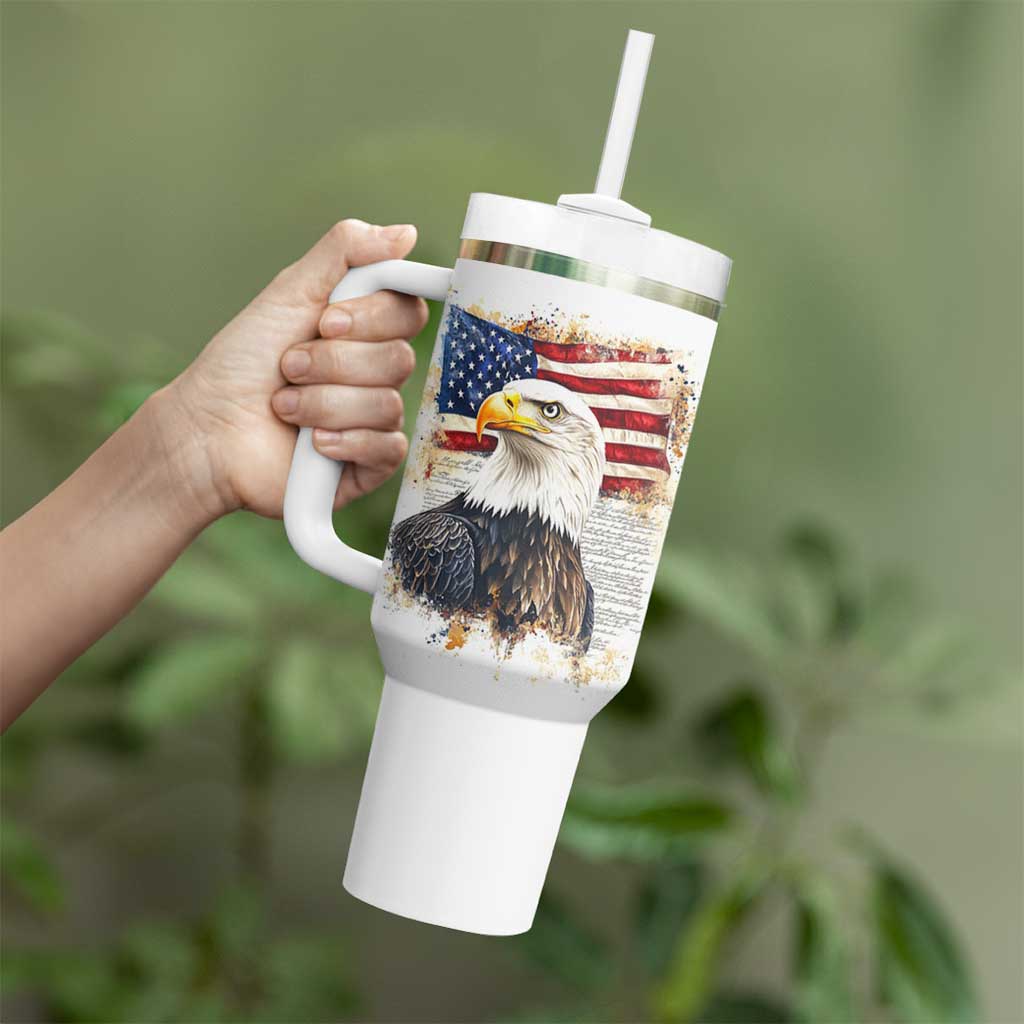 American Patriot Tumbler With Handle Land Of The Free Because Of The Brave
