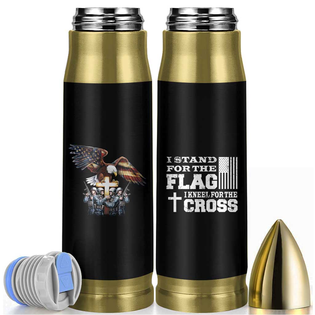 American Patriot Christian Bullet Tumbler Stand For the Flag Kneel For the Cross Eagle