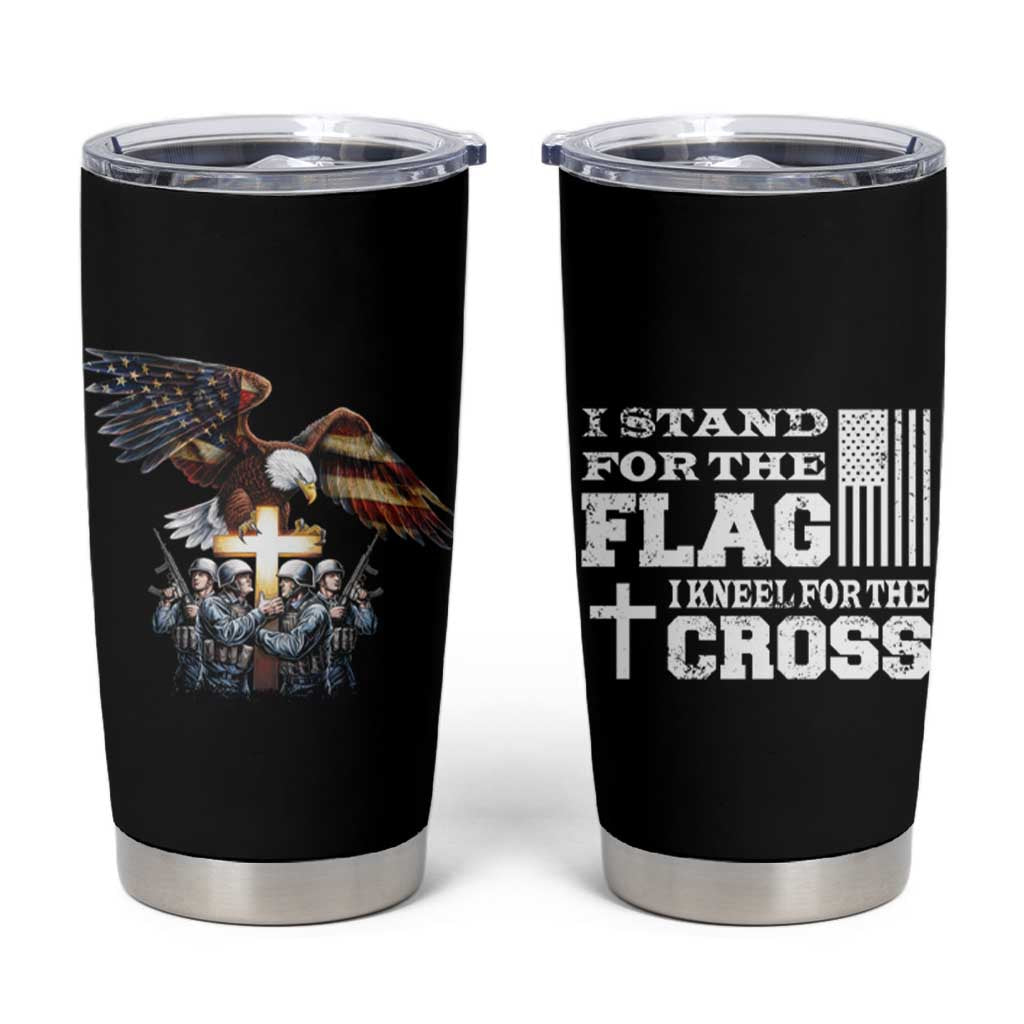 American Patriot Christian Tumbler Cup Stand For the Flag Kneel For the Cross Eagle