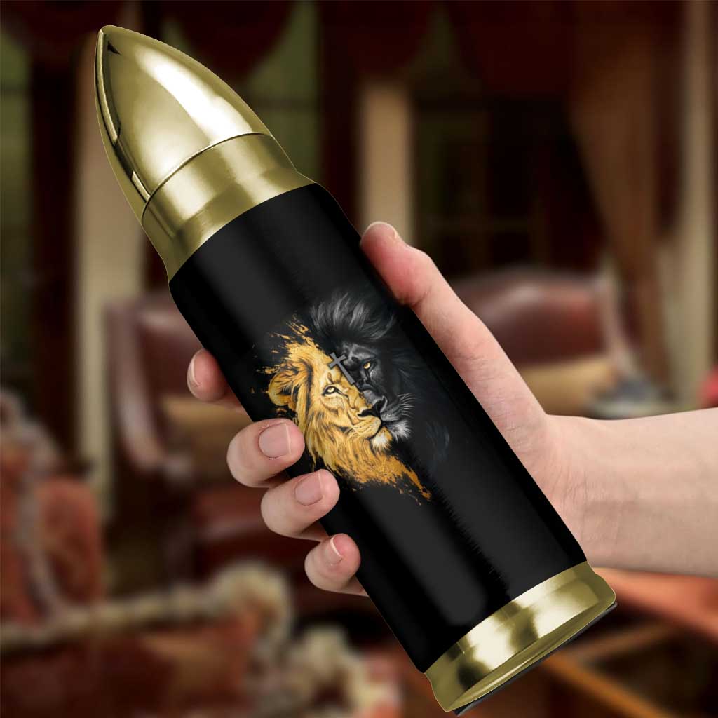 American Patriot Christian Bullet Tumbler Stand For the Flag Kneel For the Cross Lion