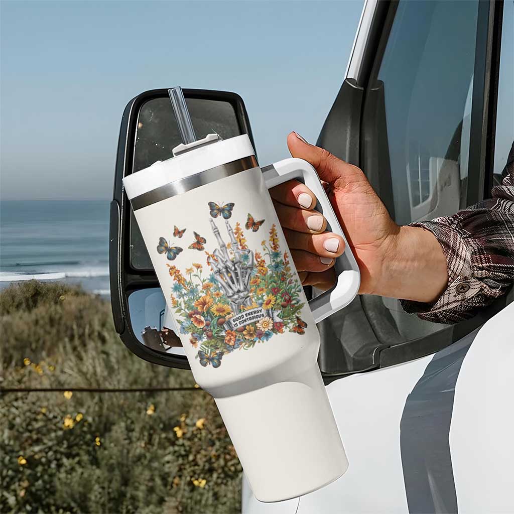Good Energy Is Contagious Tumbler With Handle - Wonder Print Shop