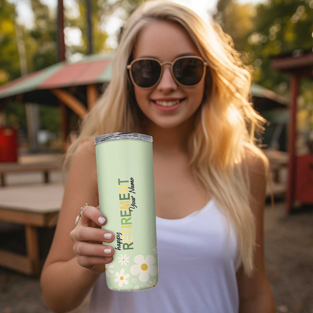 Personalized Retirement Gifts Skinny Tumbler Custom Name Retired 2025 Every Sip Tastes Like It's Not My Problem Anymore