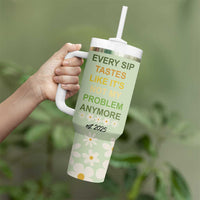 Personalized Retirement Gifts Tumbler With Handle Custom Name Retired 2025 Every Sip Tastes Like It's Not My Problem Anymore