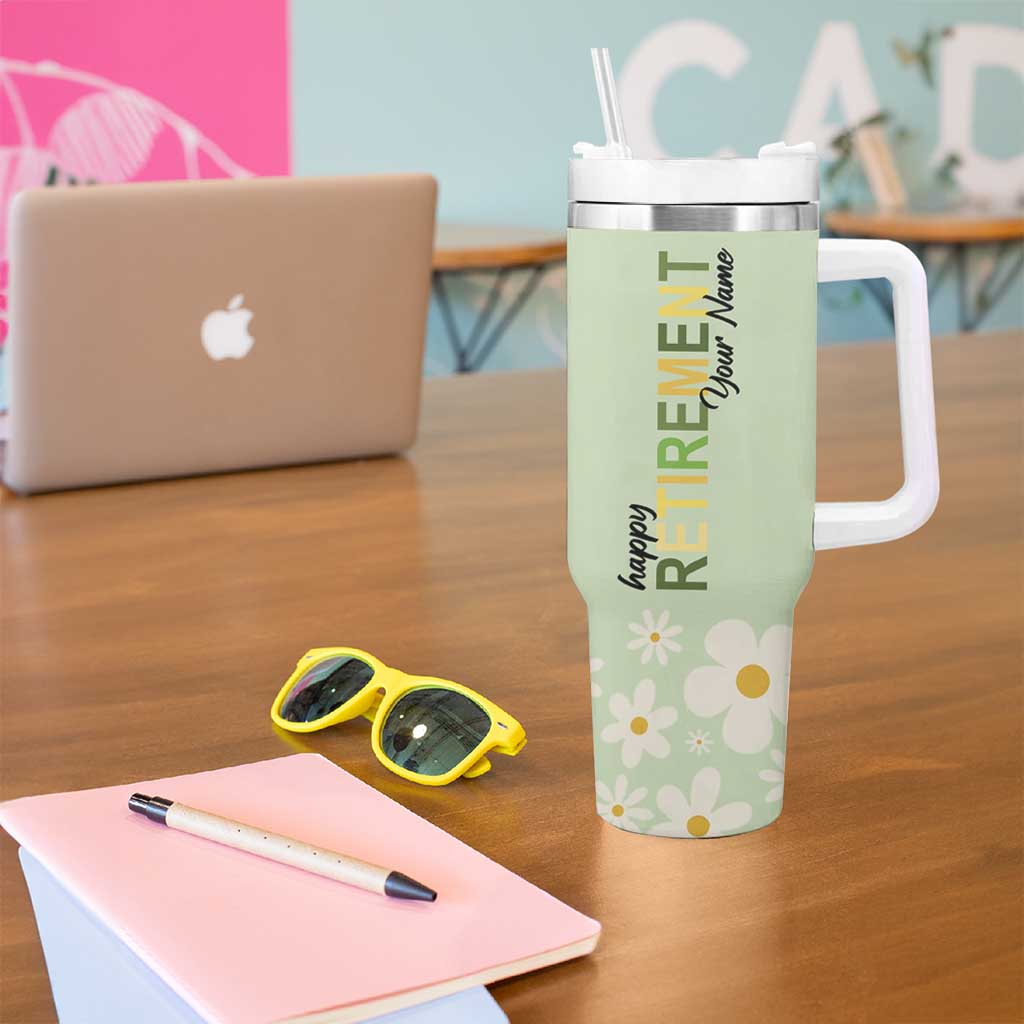 Personalized Retirement Gifts Tumbler With Handle Custom Name Retired 2025 Every Sip Tastes Like It's Not My Problem Anymore