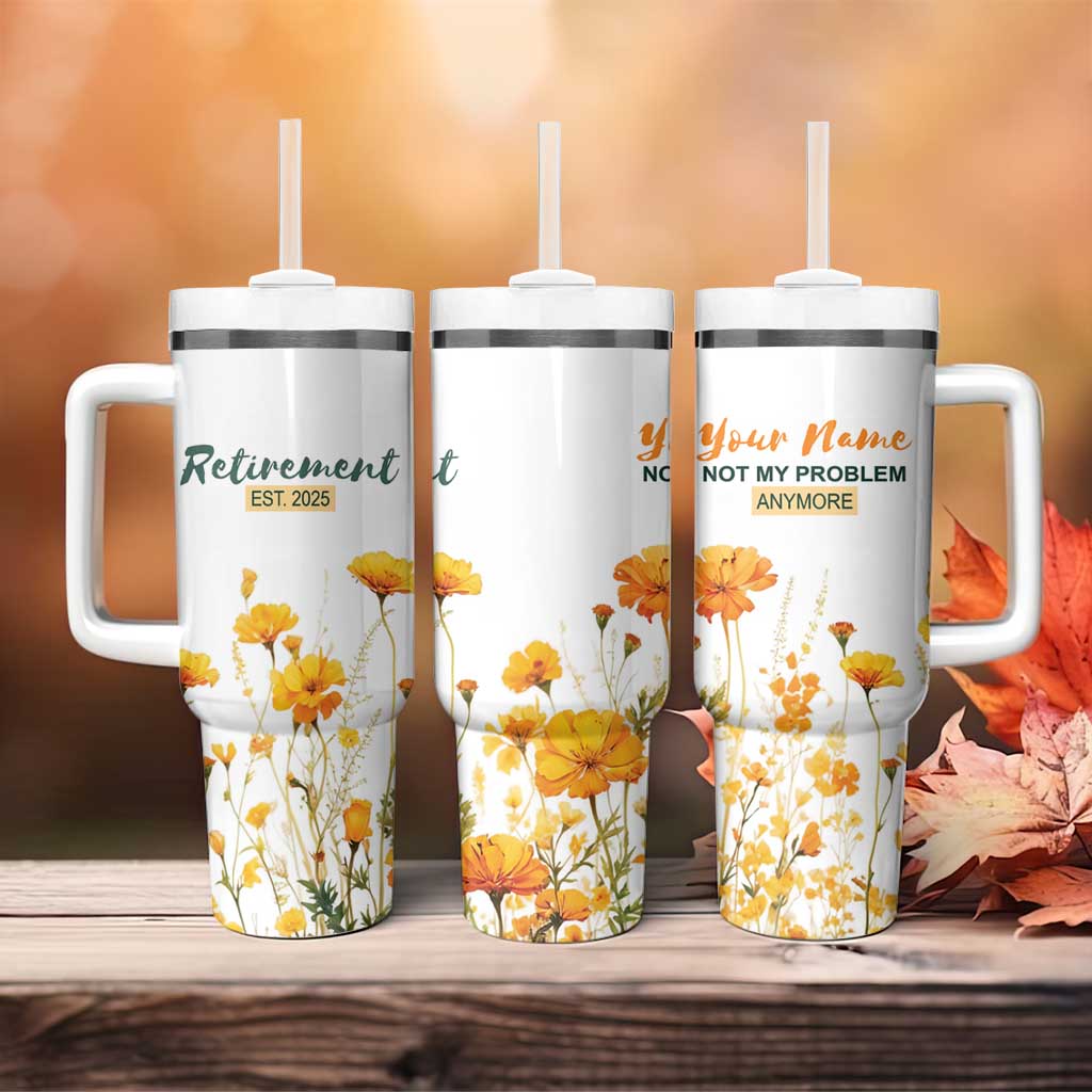 Personalized Retirement Gifts For Women Tumbler With Handle Custom Name Retired 2025 Not My Problem Anymore