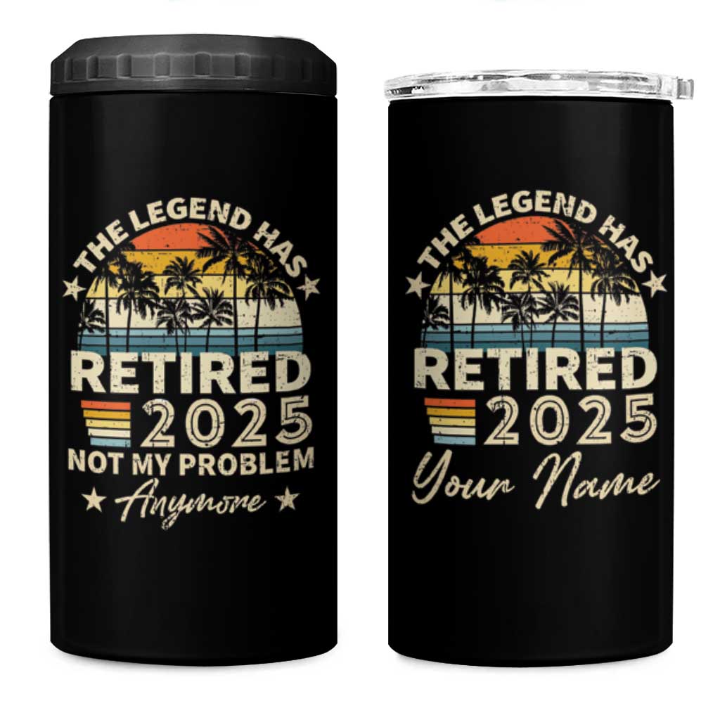 Personalized Retirement Gifts 4 in 1 Can Cooler Tumbler Custom Name Vintage The Legend Has Retired Est 2025