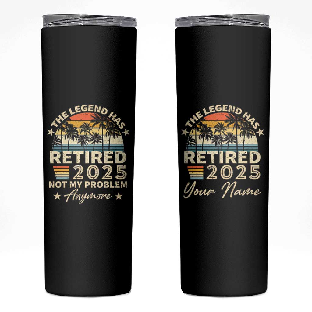 Personalized Retirement Gifts Skinny Tumbler Custom Name Vintage The Legend Has Retired Est 2025