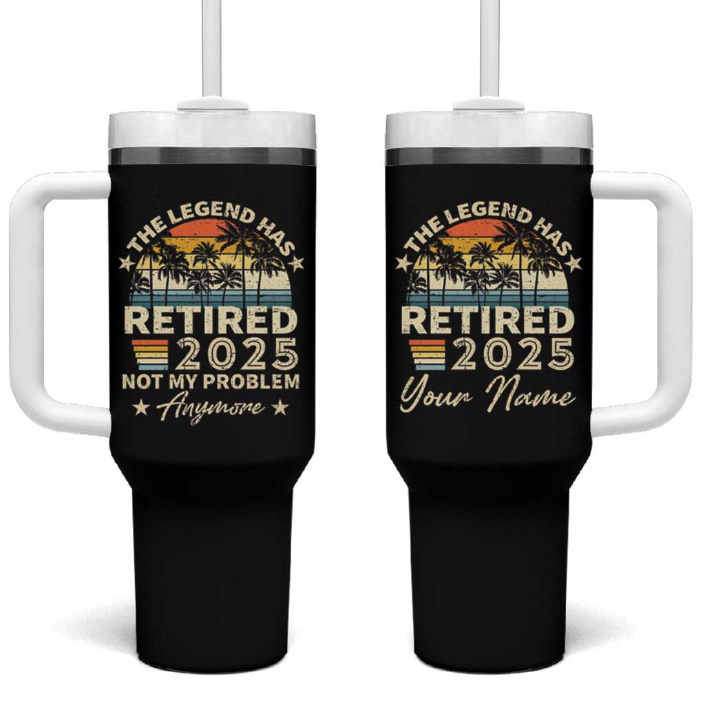 Personalized Retirement Gifts Tumbler With Handle Custom Name Vintage The Legend Has Retired Est 2025