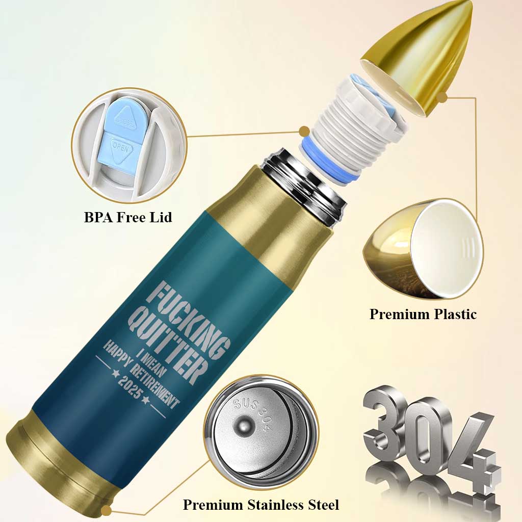 Personalized Retirement Gifts Bullet Tumbler Custom Name Fucking Quitter Mean Happy Retirement 2025