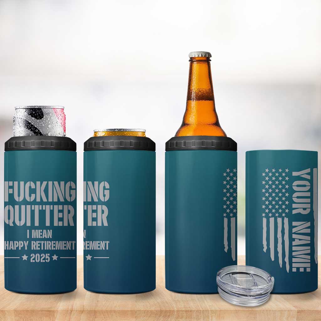 Personalized Retirement Gifts 4 in 1 Can Cooler Tumbler Custom Name Fucking Quitter Mean Happy Retirement 2025