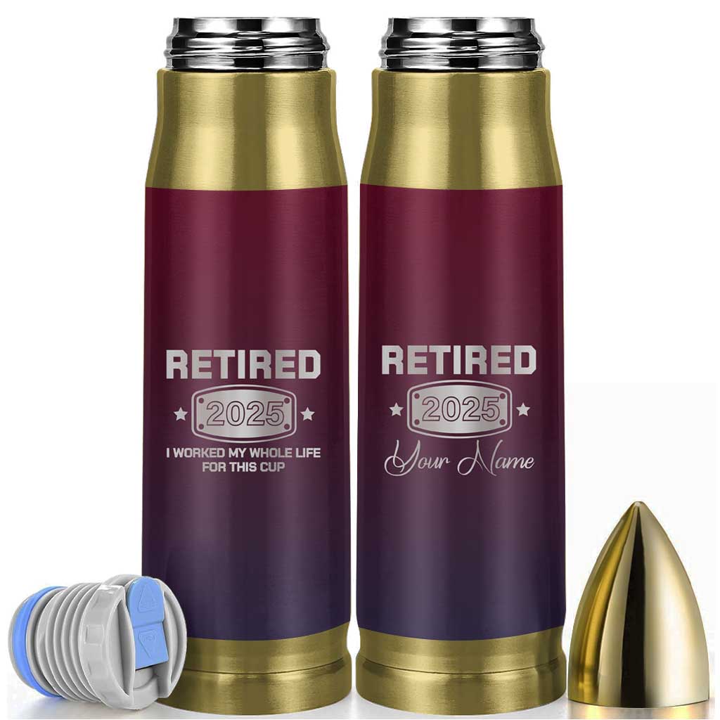 Personalized Retirement Gifts For Men Bullet Tumbler Custom Name Retired 2025 Not My Problem Anymore