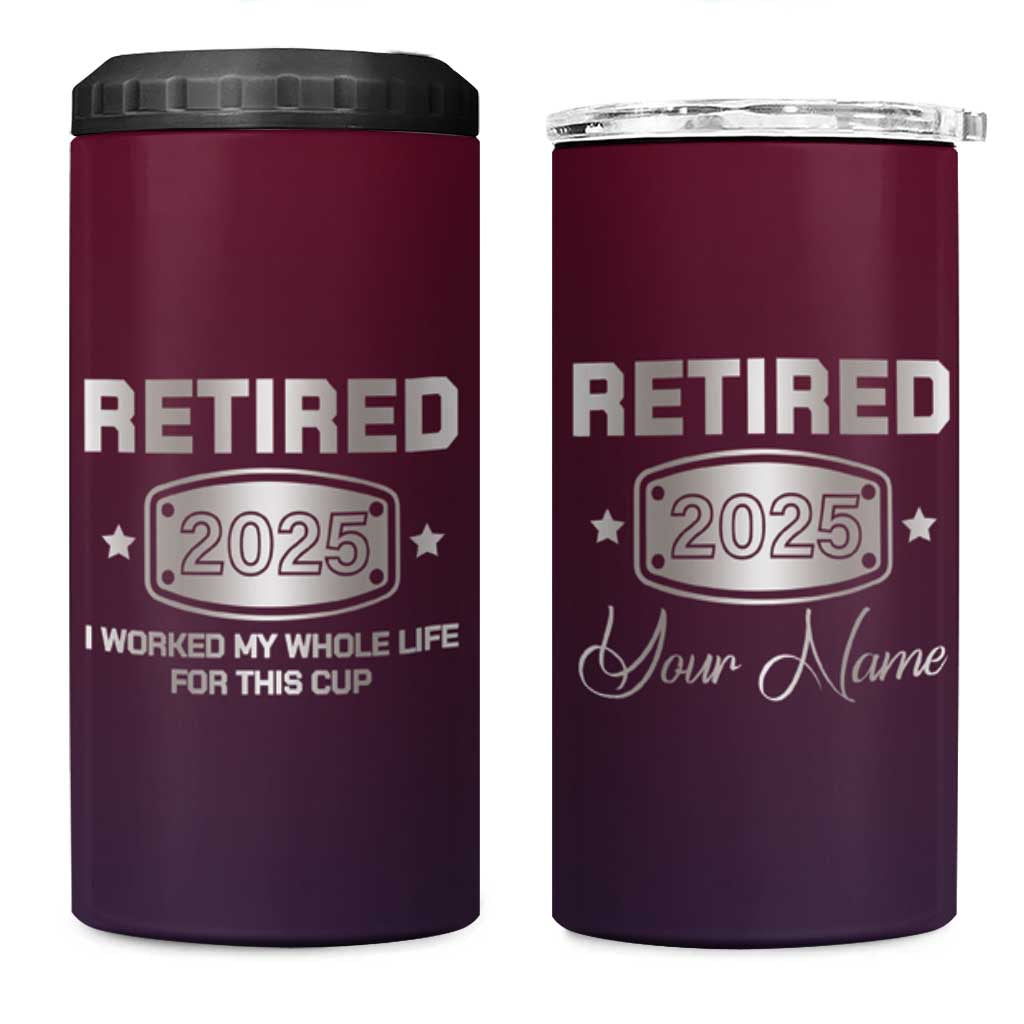 Personalized Retirement Gifts For Men 4 in 1 Can Cooler Tumbler Custom Name Retired 2025 Not My Problem Anymore
