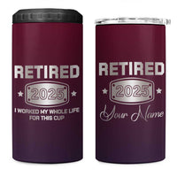 Personalized Retirement Gifts For Men 4 in 1 Can Cooler Tumbler Custom Name Retired 2025 Not My Problem Anymore