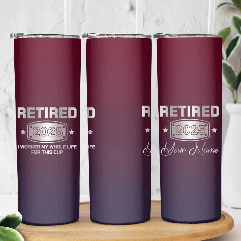Personalized Retirement Gifts For Men Skinny Tumbler Custom Name Retired 2025 Not My Problem Anymore