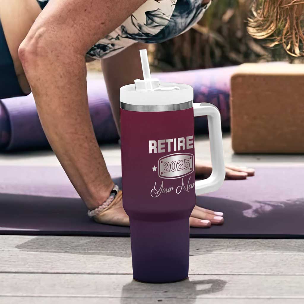 Personalized Retirement Gifts For Men Tumbler With Handle Custom Name Retired 2025 Not My Problem Anymore