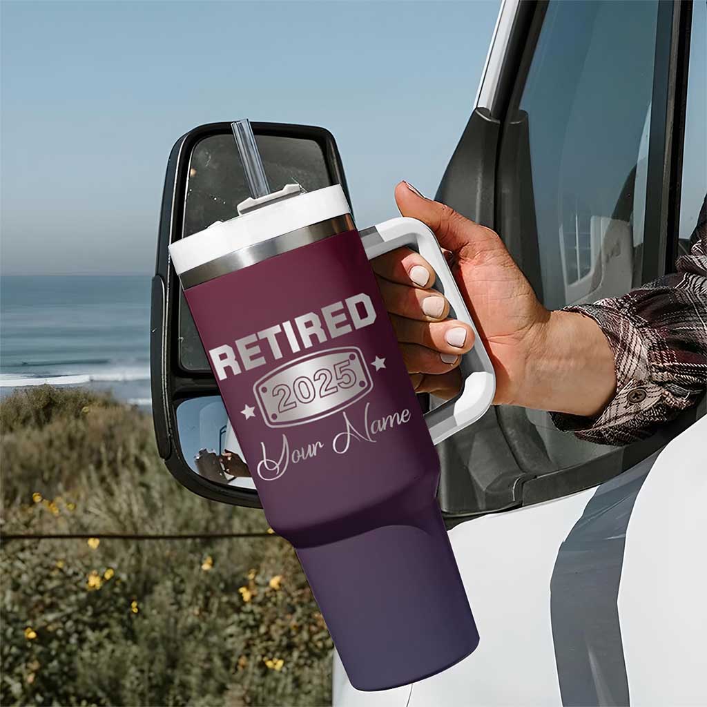 Personalized Retirement Gifts For Men Tumbler With Handle Custom Name Retired 2025 Not My Problem Anymore