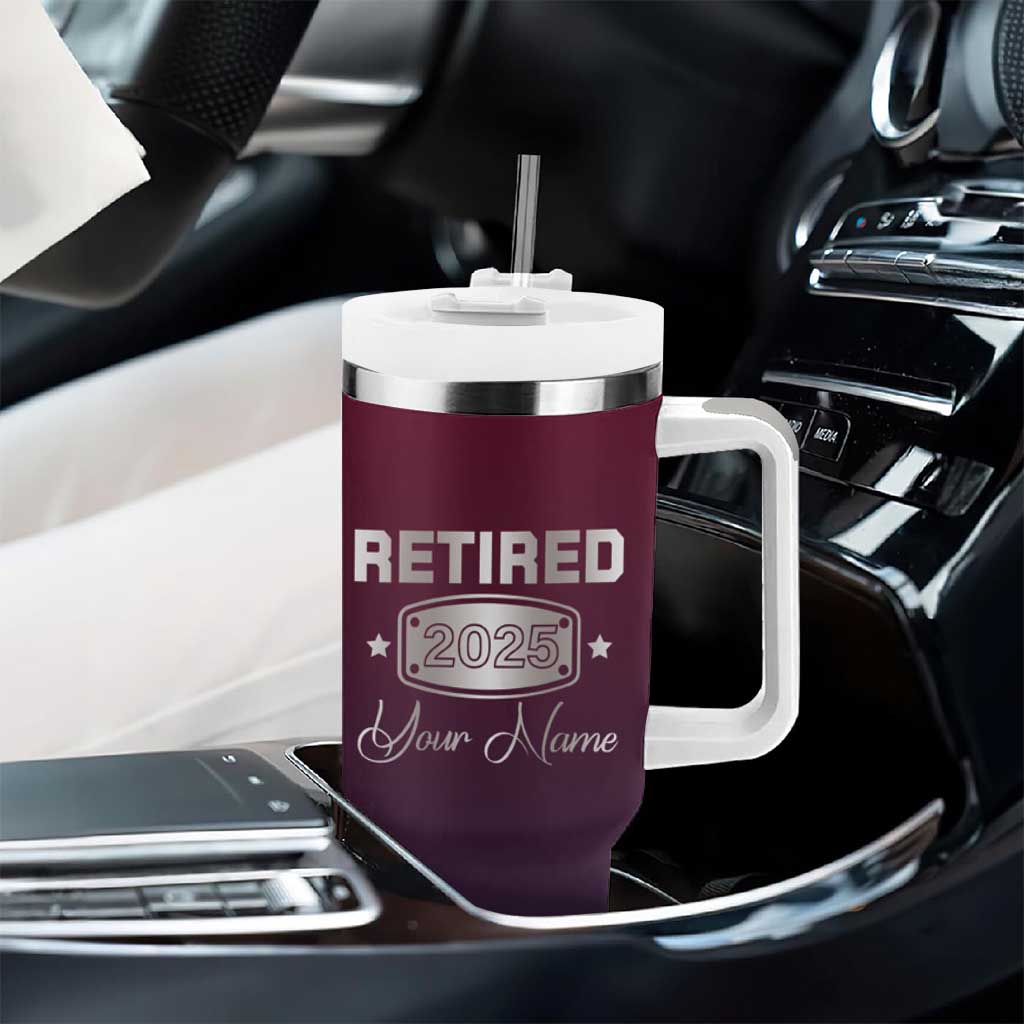 Personalized Retirement Gifts For Men Tumbler With Handle Custom Name Retired 2025 Not My Problem Anymore