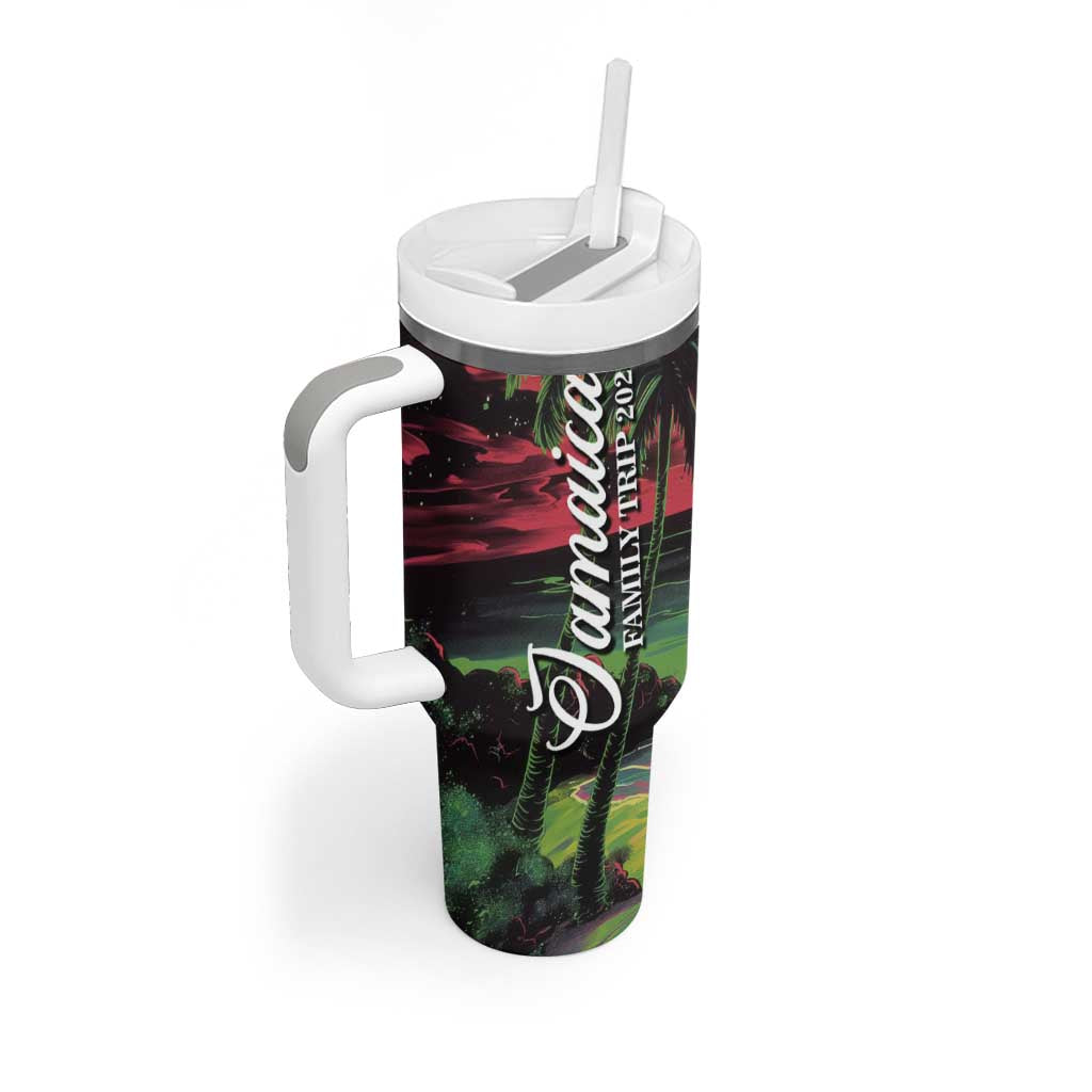 Jamaica Family Trip 2024 Souvenir Tumbler With Handle Jamaican Beach Vacation Lots Of Memories And Laughter - Wonder Print Shop