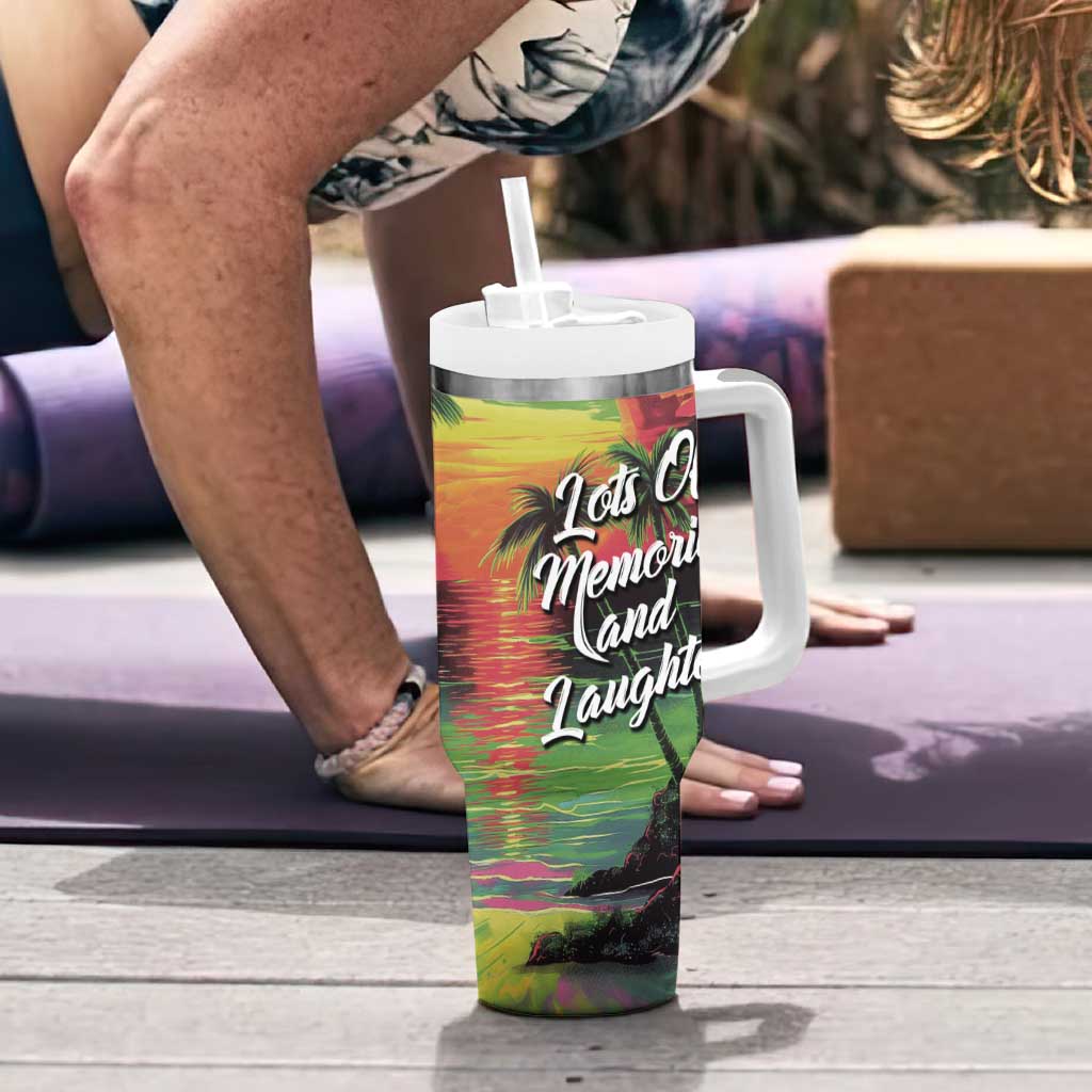 Jamaica Family Trip 2024 Souvenir Tumbler With Handle Jamaican Beach Vacation Lots Of Memories And Laughter - Wonder Print Shop