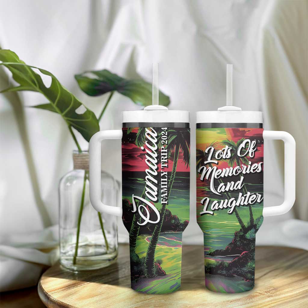 Jamaica Family Trip 2024 Souvenir Tumbler With Handle Jamaican Beach Vacation Lots Of Memories And Laughter - Wonder Print Shop