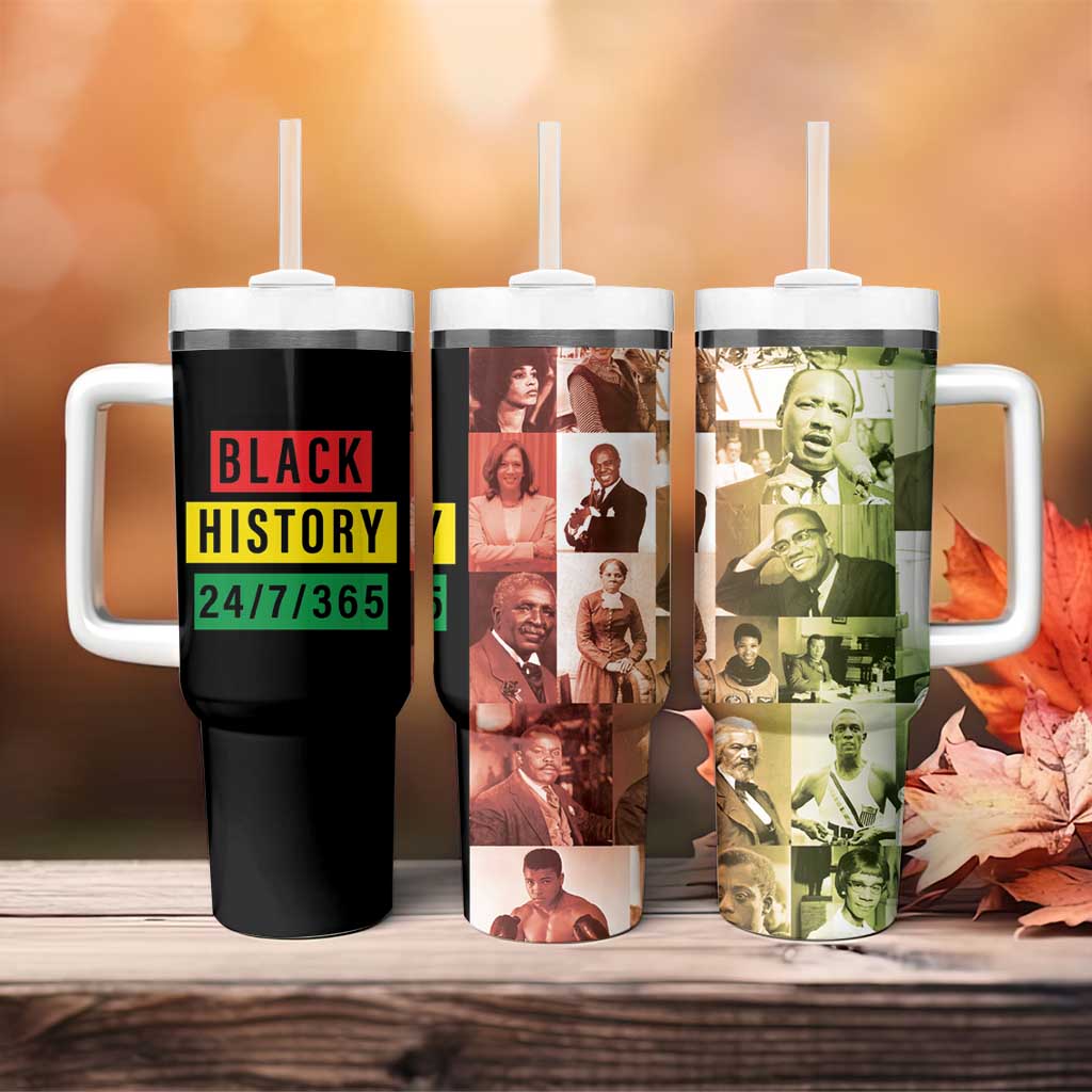 Black Pride Tumbler With Handle Black History 24/7/365 Melanin Civil Rights Leaders