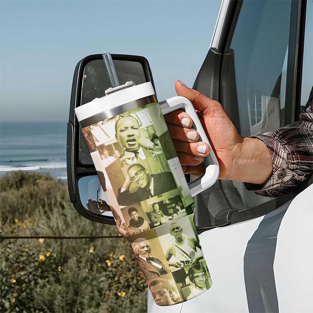 Black Pride Tumbler With Handle Black History 24/7/365 Melanin Civil Rights Leaders