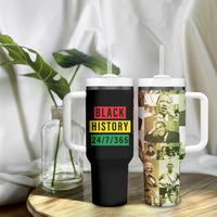 Black Pride Tumbler With Handle Black History 24/7/365 Melanin Civil Rights Leaders