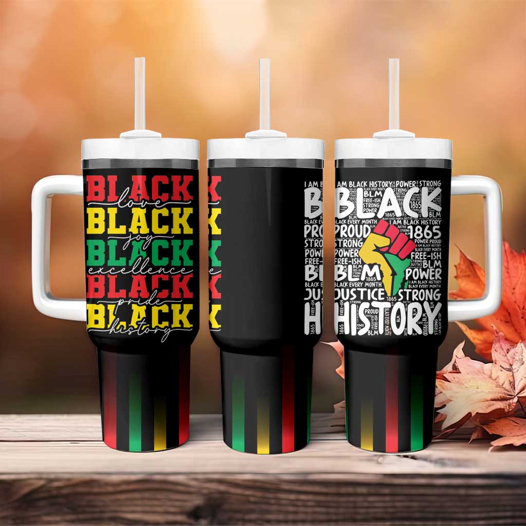 Black Pride Tumbler With Handle Black Love Joy Excellence Pride BLM Black History
