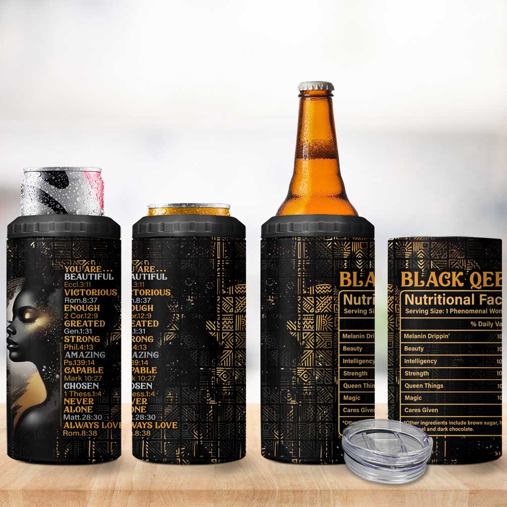 Black Women Inspire 4 in 1 Can Cooler Tumbler African Queen Beautiful Victorious Enough Gift For Her
