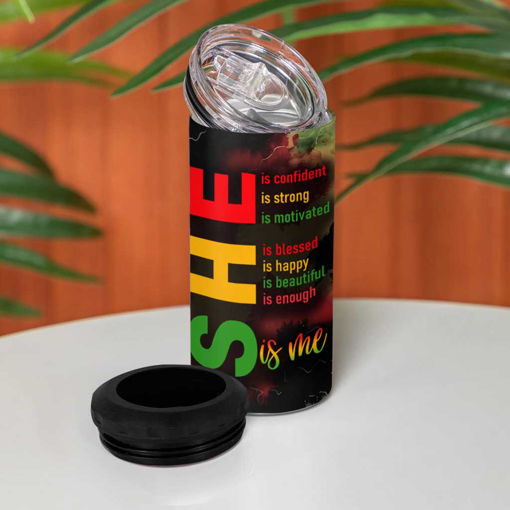 Black Women 4 in 1 Can Cooler Tumbler Confident Strong She Is Me Gift For Her