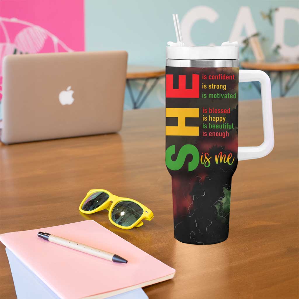 Black Women Tumbler With Handle Confident Strong She Is Me Gift For Her