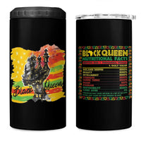 Black Women 4 in 1 Can Cooler Tumbler Black Queen Nutrition Facts Gift for Her