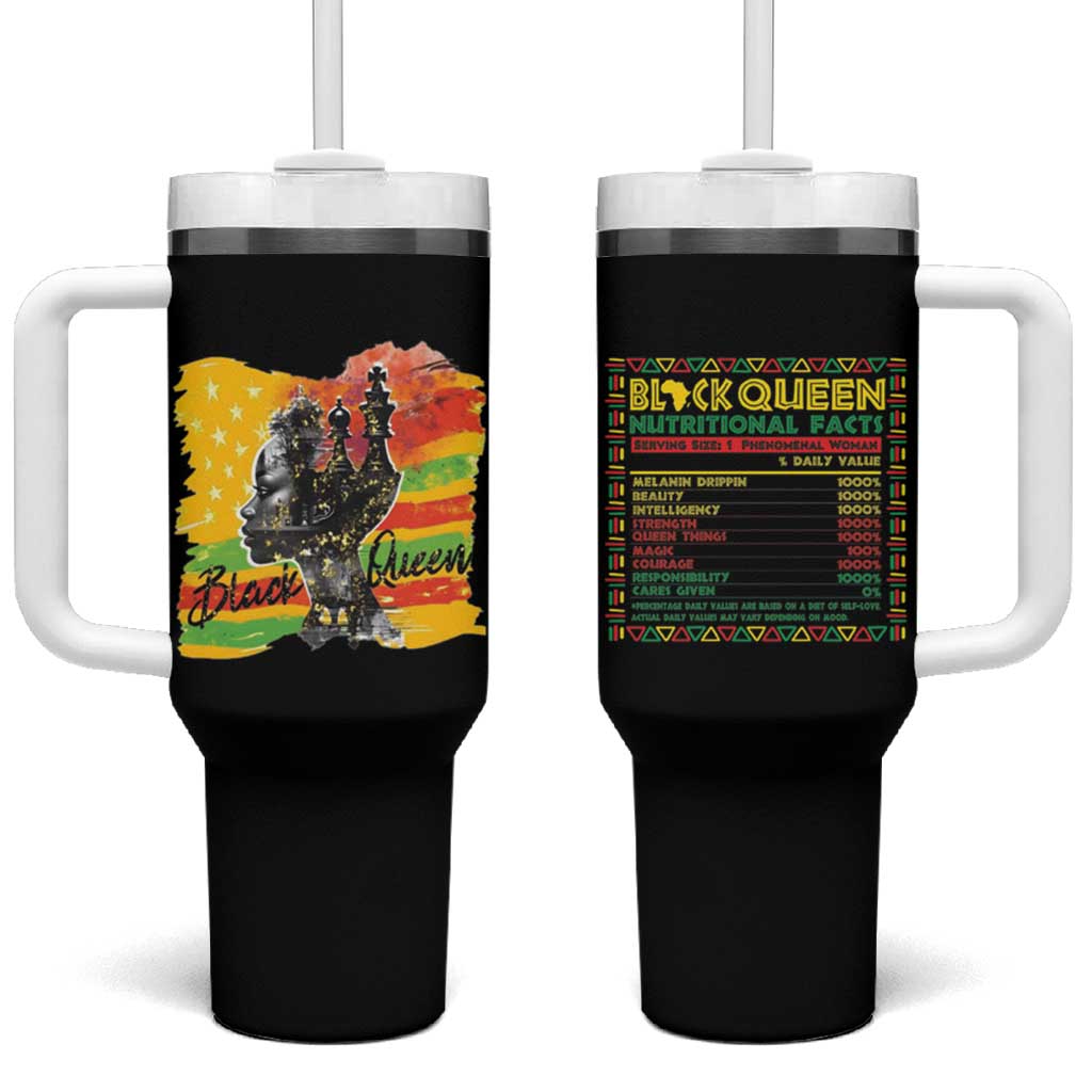 Black Women Tumbler With Handle Black Queen Nutrition Facts Gift for Her