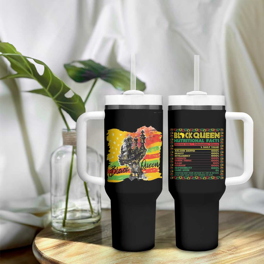 Black Women Tumbler With Handle Black Queen Nutrition Facts Gift for Her