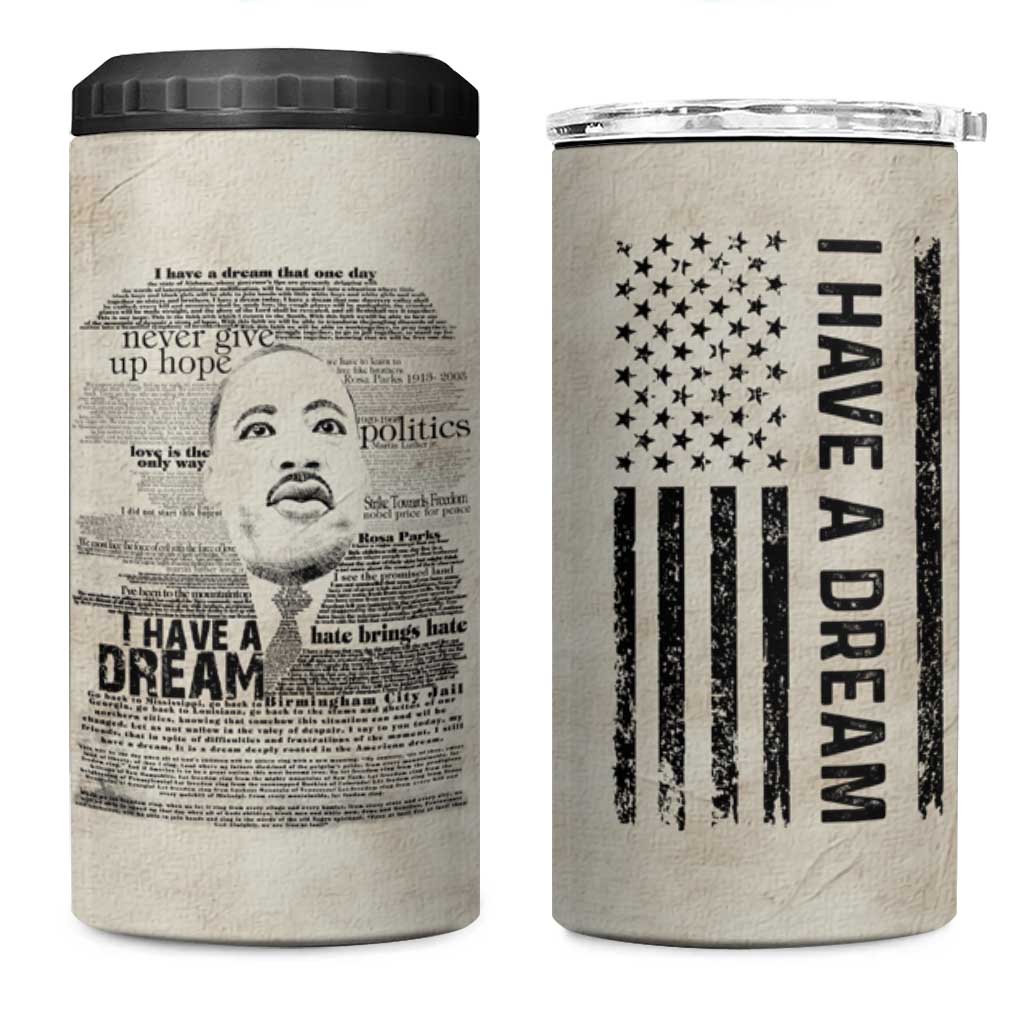 Martin Luther King Jr. 4 in 1 Can Cooler Tumbler I Have A Dream Civil Rights Leader American Flag