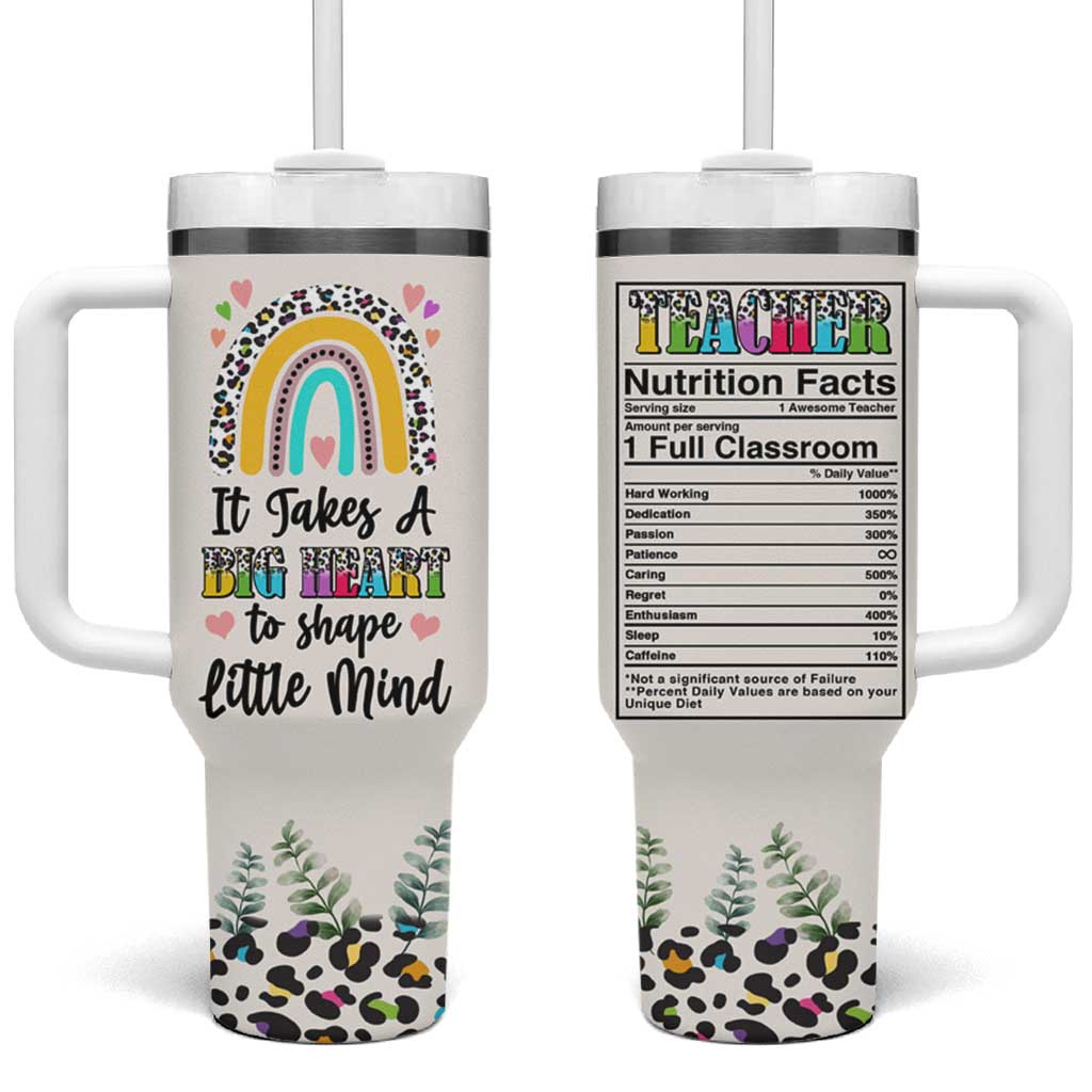 Teacher Tumbler With Handle It Takes A Big Heart To Shape Little Minds - Wonder Print Shop