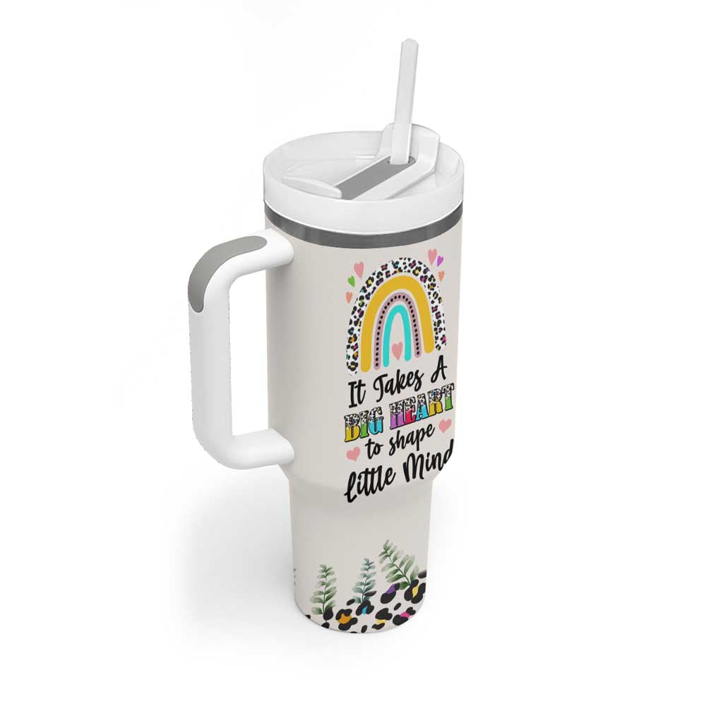Teacher Tumbler With Handle It Takes A Big Heart To Shape Little Minds - Wonder Print Shop