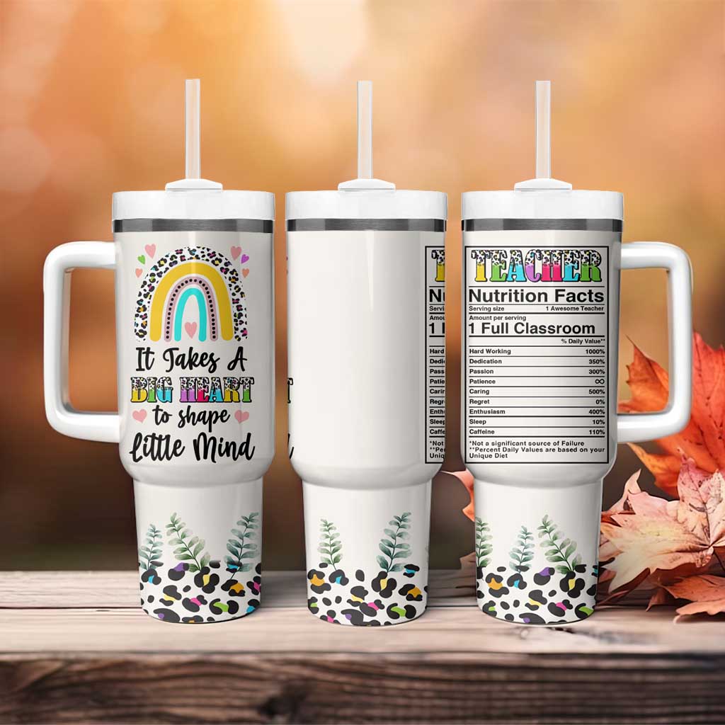 Teacher Tumbler With Handle It Takes A Big Heart To Shape Little Minds - Wonder Print Shop