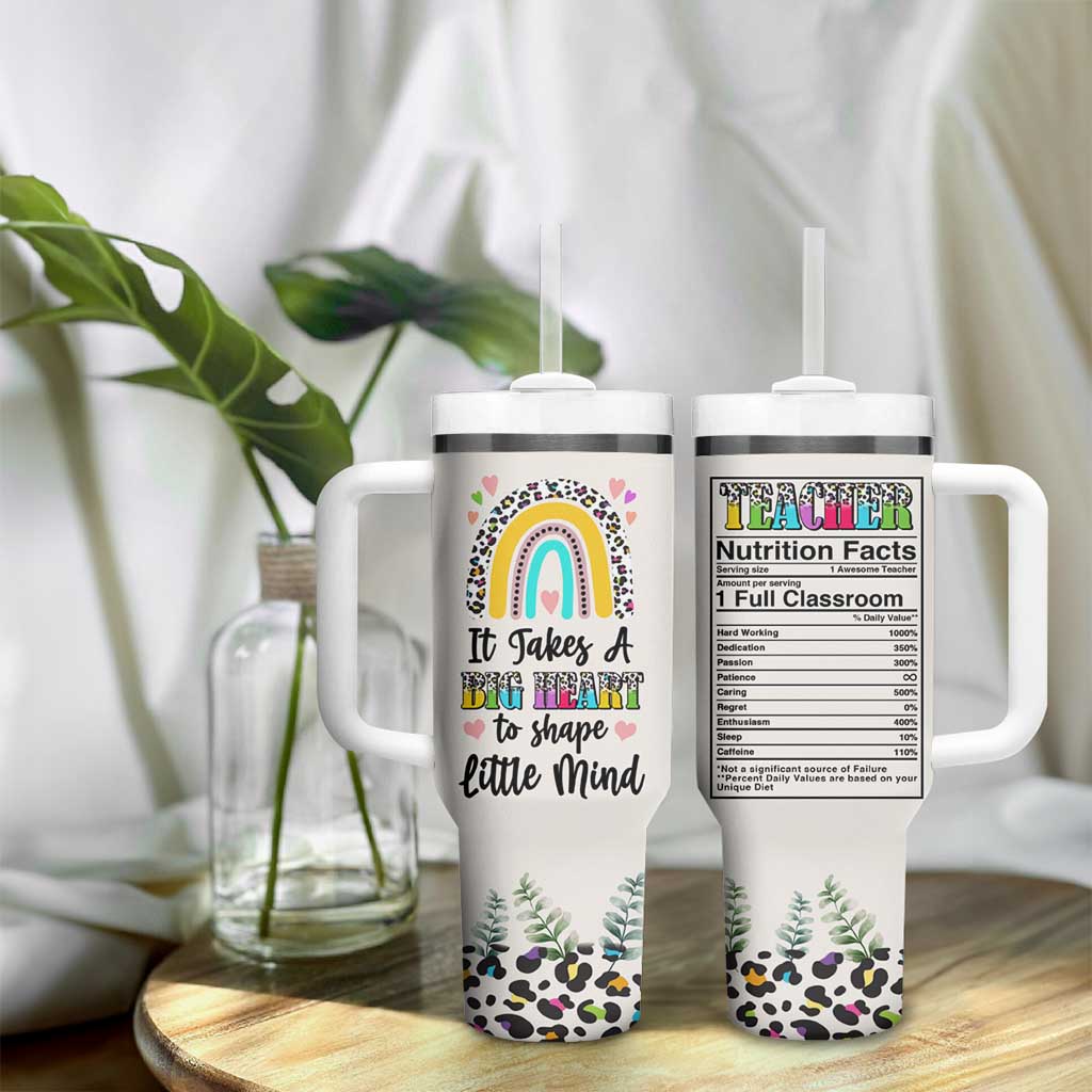 Teacher Tumbler With Handle It Takes A Big Heart To Shape Little Minds - Wonder Print Shop