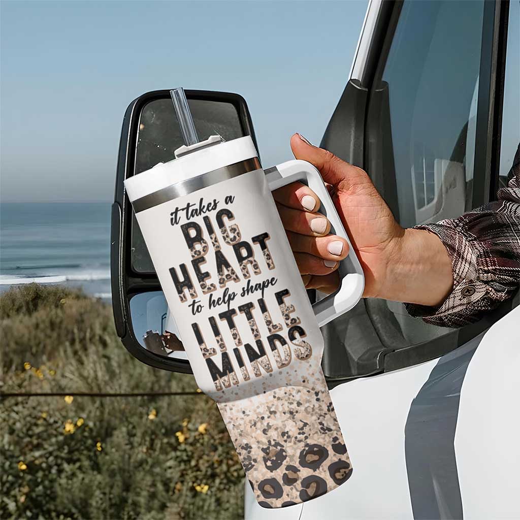 Teacher Life Tumbler With Handle It Takes A Big Heart To Shape Little Minds - Wonder Print Shop