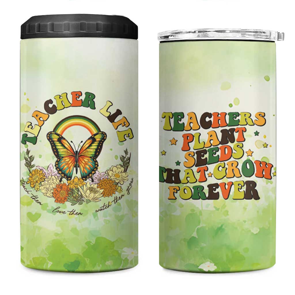 Teacher Life 4 in 1 Can Cooler Tumbler Teacher Plant Seeds That Grow Forever - Wonder Print Shop