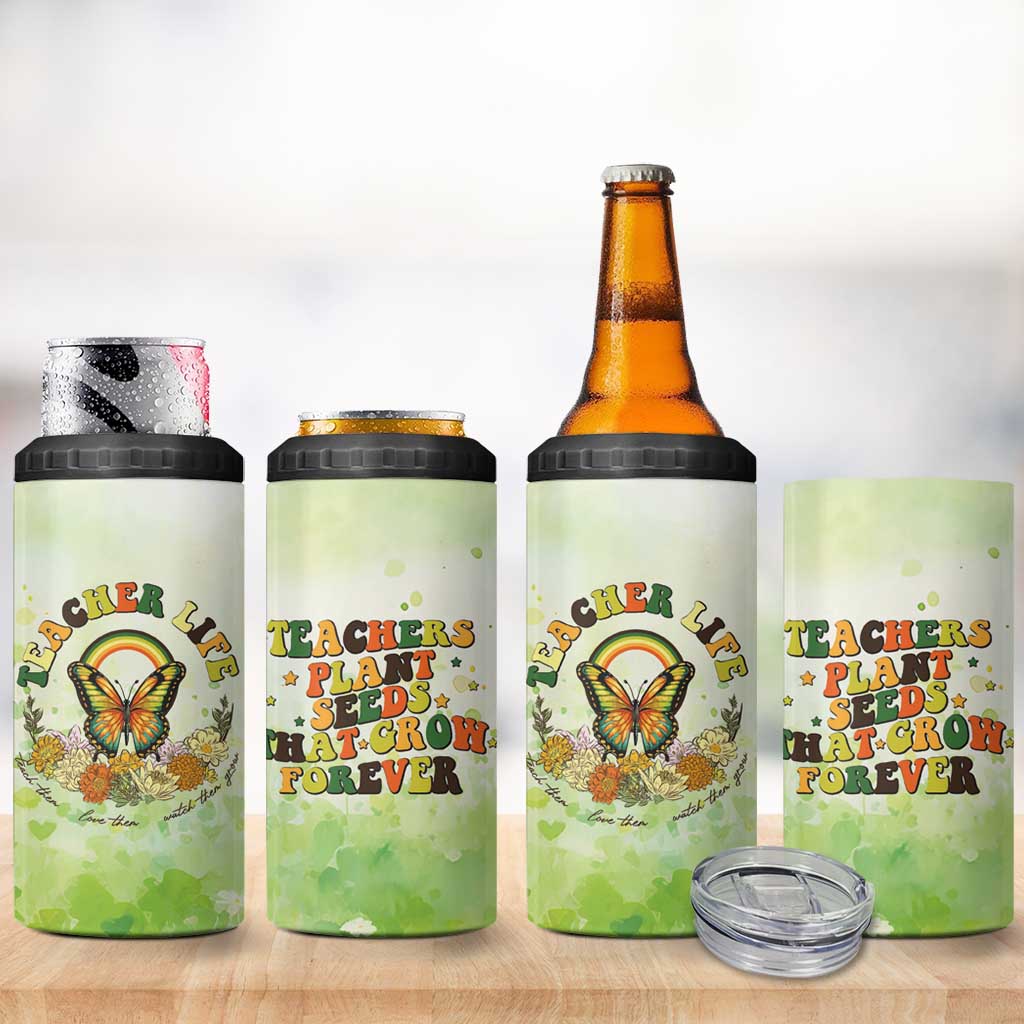 Teacher Life 4 in 1 Can Cooler Tumbler Teacher Plant Seeds That Grow Forever - Wonder Print Shop