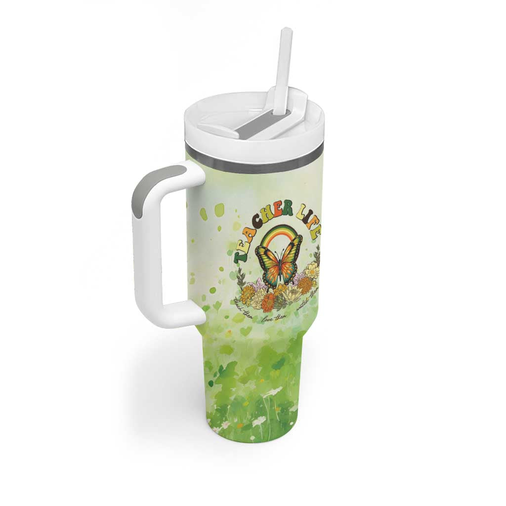Teacher Life Tumbler With Handle Teacher Plant Seeds That Grow Forever - Wonder Print Shop