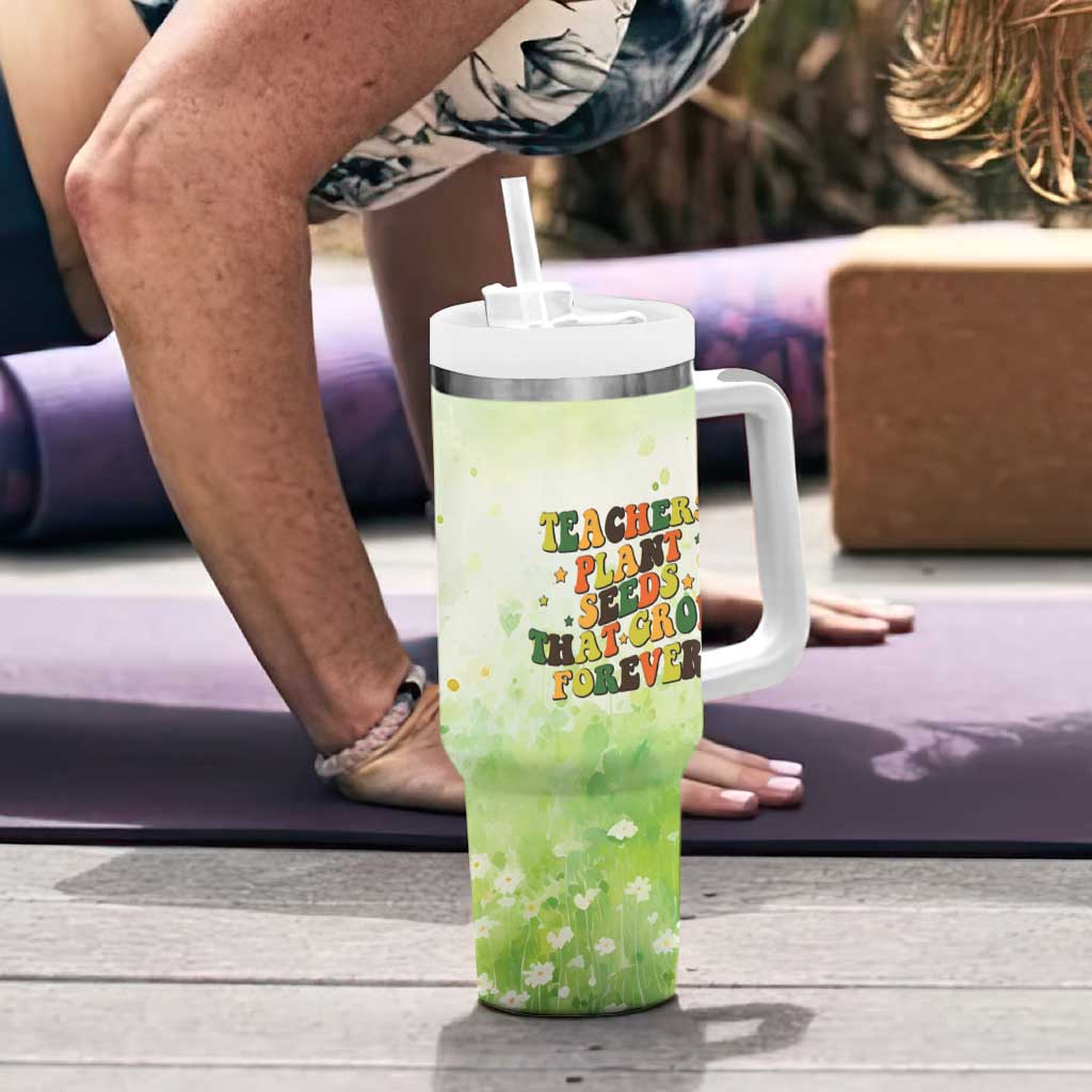 Teacher Life Tumbler With Handle Teacher Plant Seeds That Grow Forever - Wonder Print Shop