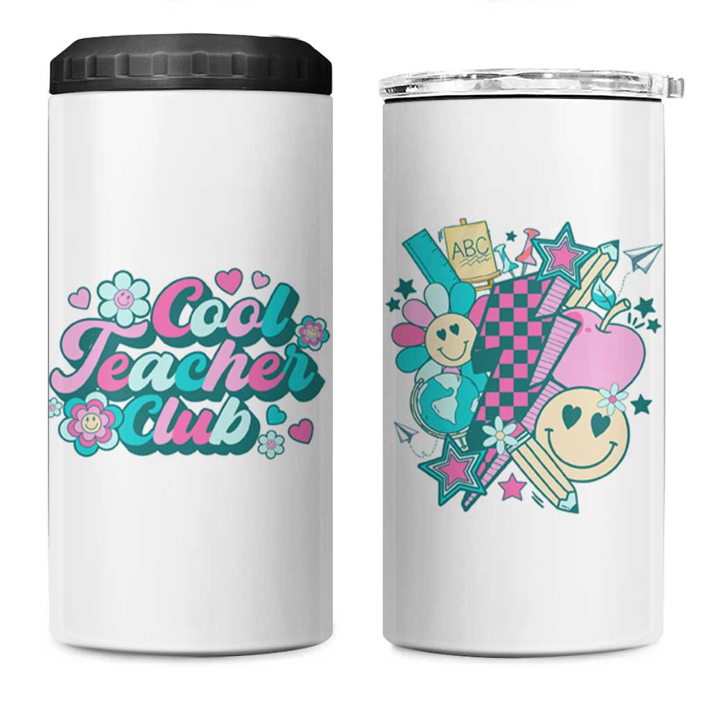 Cool Teacher Club Retro Groovy 4 in 1 Can Cooler Tumbler - Wonder Print Shop