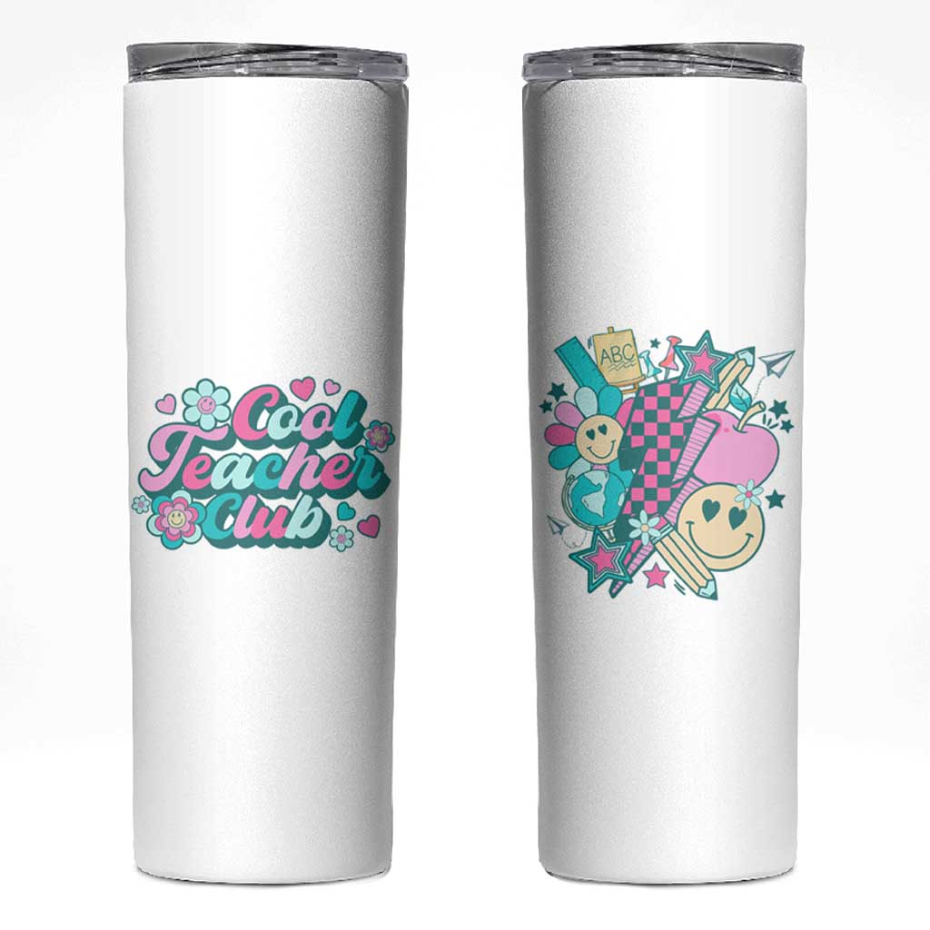 Cool Teacher Club Retro Groovy Skinny Tumbler - Wonder Print Shop