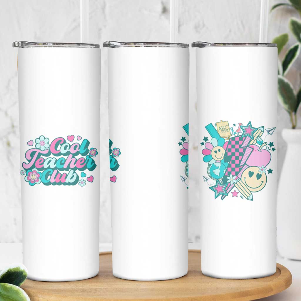 Cool Teacher Club Retro Groovy Skinny Tumbler - Wonder Print Shop